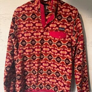 Patagonia Synchilla Red and Orange Fleece Snap T Women’s S
